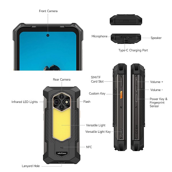 ULEFONE smartphone RugKing 5 Pro, 6.78, 8/256GB, 20000mAh, IP68/IP69K/MIL-STD-810H, μαύρο RUGKING5PRO