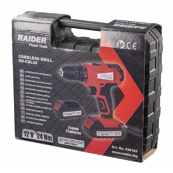 RAIDER Δραπανοκατσάβιδο 12V Li 2 μπαταρίεςx1.5Ah 24Nm σε κασετίνα με αξεσουάρ RD-CDL34 030163