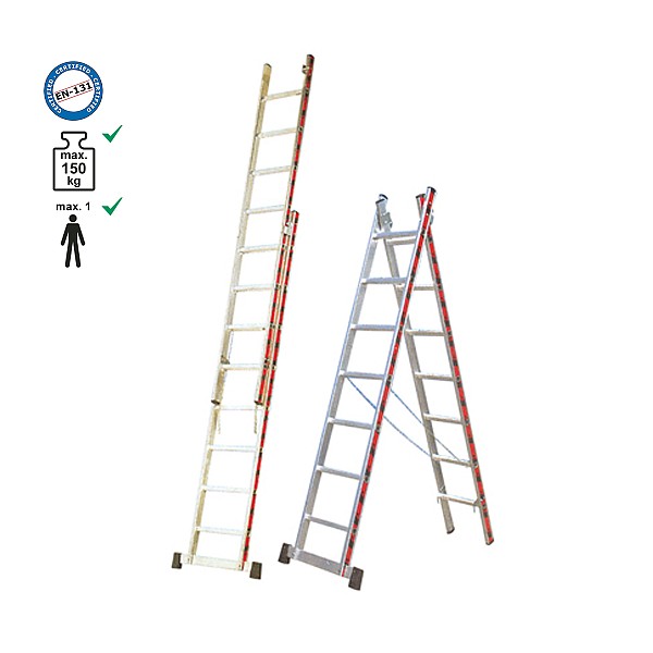 Σκάλα επαγγελματική αλουμινίου διπλή - 2*09 σκαλιά ύψος Α/Β: 2,50m/4,00m.