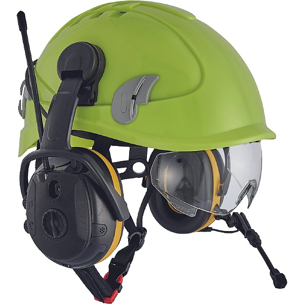 Κράνος εργοταξίου Alpinworker κίτρινο με ενσωματωμένα γυαλιά