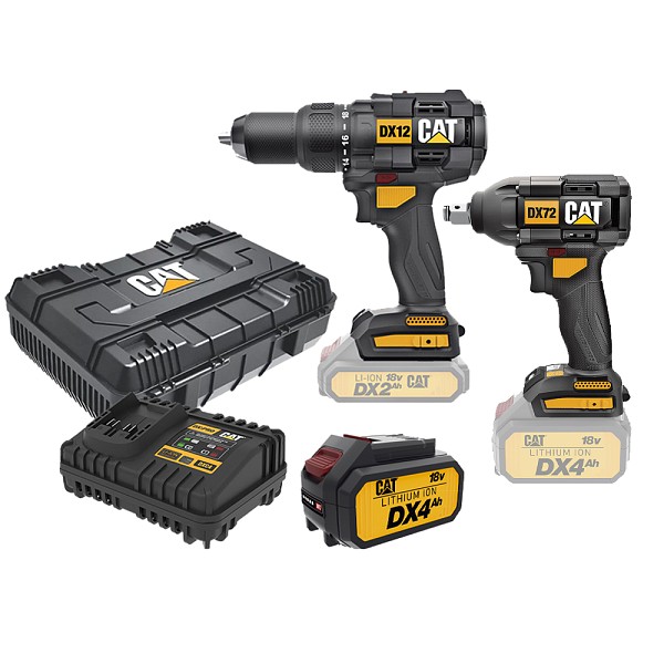 CAT Combo-06 Δραπανοκατσάβιδο κρουστικό DX12B + μπουλονόκλειδο DX72B + κασετίνα + δώρο μπαταρία 4.0Ah DXB4 + δώρο φορτιστής DXC4