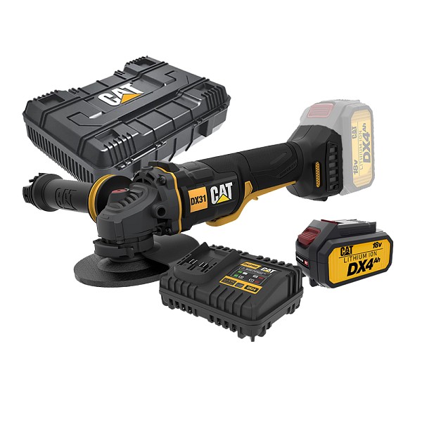 CAT Combo-12 Γωνιακός τροχός μπαταρίας 125mm DX314B + κασετίνα -50% + δώρο μπαταρία 4.0ah DXB4 + δώρο φορτιστής DXC4