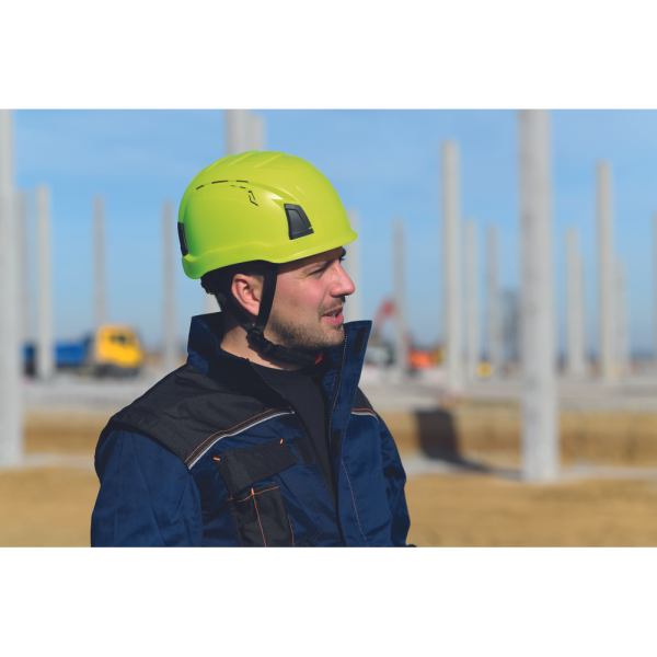 Κράνος εργοταξίου Alpinworker κίτρινο HV με ενσωματωμένα γυαλιά