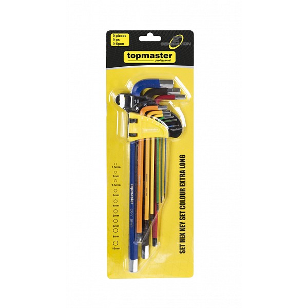 TOP MASTER Άλλεν σετ 9τεμ cr-v πλαστική θήκη μεγάλο μέγεθος πολύχρωμα 390172