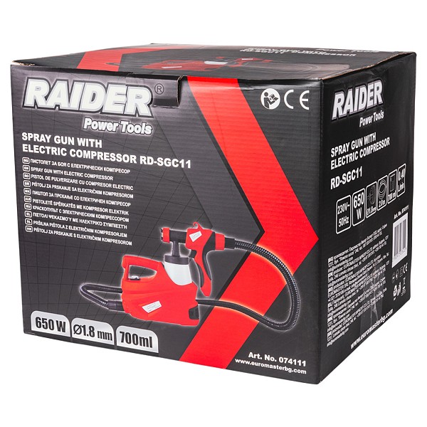 RAIDER Πιστόλι βαφής ηλεκτρικό με κομπρεσέρ 650W RD-SGC11 074111