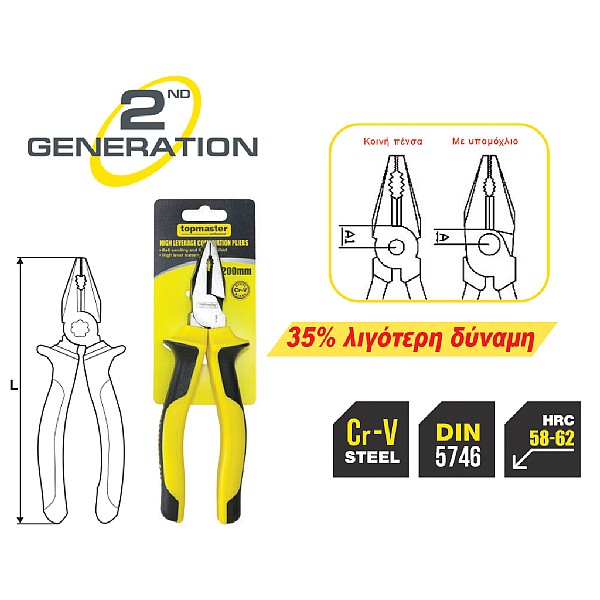 TOP MASTER Πένσα με υπομόχλιο 180mm 210167