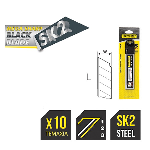 TOP MASTER Λάμες φαλτσέτας μαύρες 18x100x0.5mm SK2 10τεμ 370302