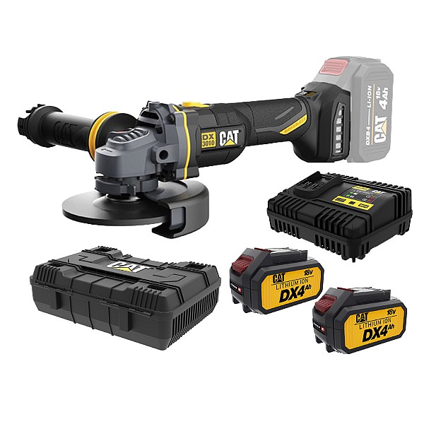 CAT Combo-19 Γωνιακός τροχός μπαταρίας 125mm DX3010B + δώρο κασετίνα + -50% 2 μπαταρίες 4.0ah DXB4 + -40% φορτιστή 15Ah DXC15