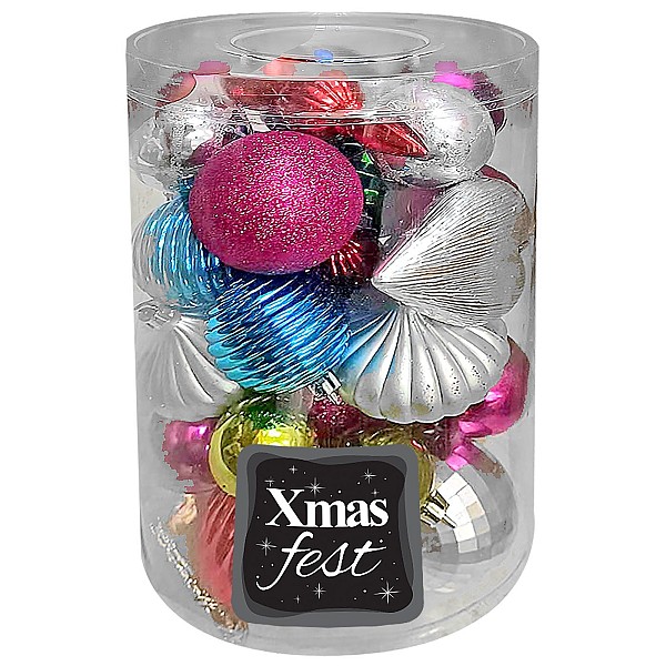 Μπάλες Xmas μιξ σε Κουτί Κυλινδρικό Πακ=25x ø16,5cm Xmasfest 1132674