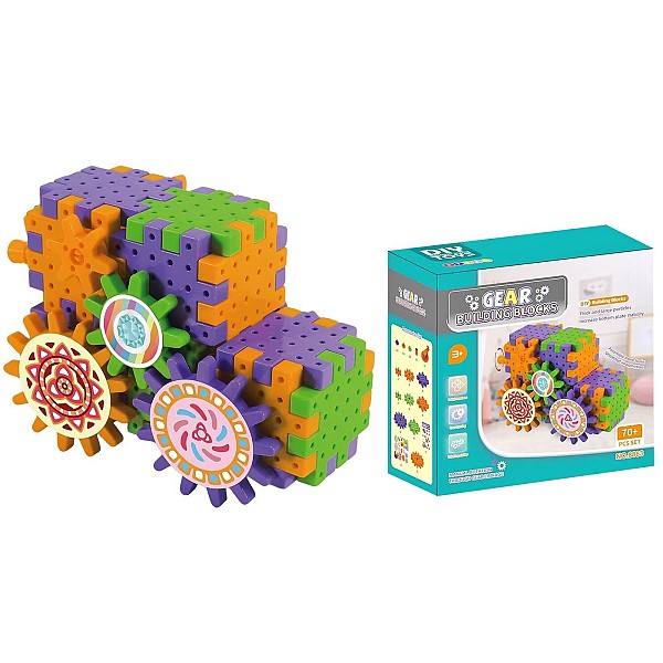 Τουβλάκια Γρανάζια Φορτηγό 70 τεμ 19x19x9cm ToyMarkt 95458