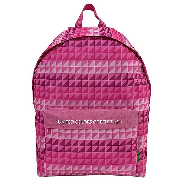 Σακίδιο ροζ Σχέδιο Τρίγωνα United Colors of Benetton 41x30x17cm Benetton