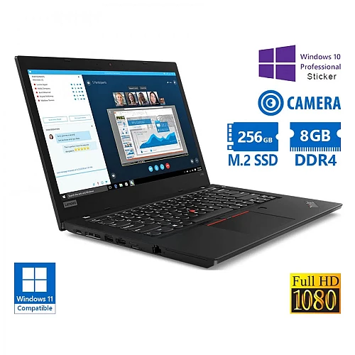 Lenovo (A-) ThinkPad L480 i5-8250U/14"FHD/8GB DDR4/256GB M.2 SSD/No ODD/Camera/10P Grade A- Ref