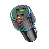 Borofone Car charger BZ21 Brilliant - USB + Type C - QC 3.0 PD 48W black