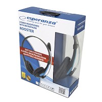 ESPERANZA STEREO HEADPHONES WITH MICROPHONE ROOSTER BLUE