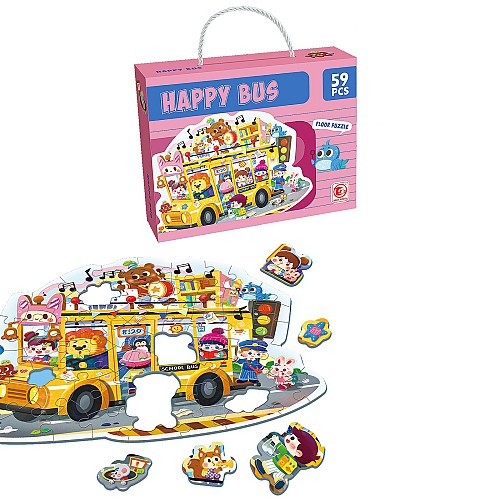 ΠΑΖΛ ΠΑΤΩΜΑΤΟΣ 59 ΤΕΜ ΣΧΟΛΙΚΟ HAPPY BUS 23x18x6cm