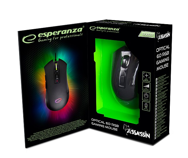 ESPERANZA WIRED MOUSE FOR GAMERS LED RGB 6D OPT. USB ASSASSIN