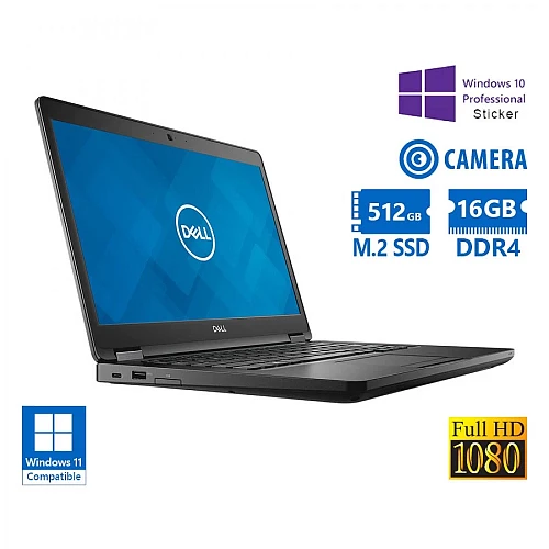 Dell Latitude 5490 i5-8350U/14"FHD/16GB DDR4/512GB M.2 SSD/No ODD/Camera/10P Grade A Refurb Lap
