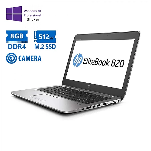 HP EliteBook 820 G4 i5-7300U/12.5"/8GB DDR4/512GB M.2 SSD/No ODD/Camera/10P Grade A Refurb Laptop