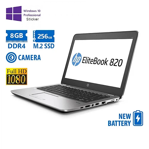 HP EliteBook 820 G4 i5-7200U/12.5"FHD/8GB DDR4/256GB M.2 SSD/No ODD/Camera/New Battery/10P Grd A