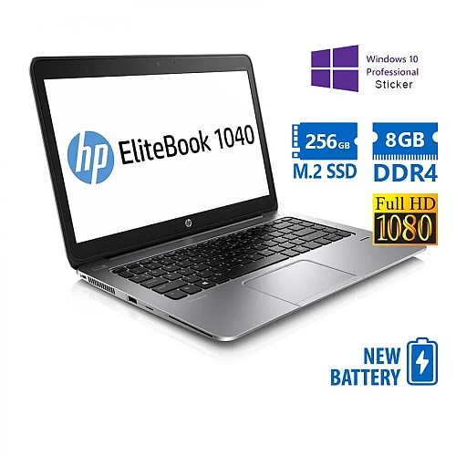HP EliteBook Folio 1040 G3 i5-6200U/14"FHD/8GB DDR4/256GB M.2 SSD/No ODD/New Bat/10P Grade A Ref