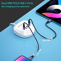 Travel charger T3P+ - 2xType C + 2xUSB - QC + PD 40W white