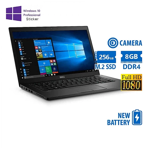 Dell Latitude 7480 i7-7600U/14/"FHD/8GB DDR4/256GB M.2 SSD/No ODD/Cam/New Battery/10P Grd A Ref