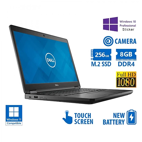 Dell Latitude 5490 i5-8250U/14"FHD Touchscreen/8GB DDR4/256GB M.2 SSD/No ODD/Cam/New Battery/10P