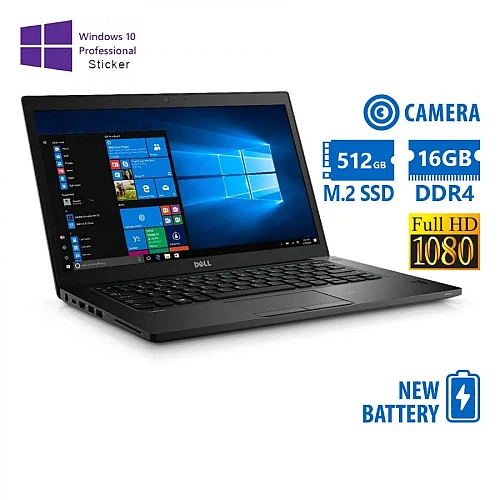 Dell Latitude 7480 i5-6300U/14"FHD/16GB DDR4/512GB M.2 SSD/No ODD/Cam/New Battery/10P Grd A Ref