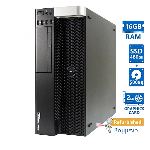 Dell Precision T3610 Tower Xeon E5-1607v2(4-Cores)/16GB DDR3/480GB SSD & 500GB/Nvidia 2GB/DVD/8P