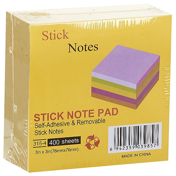 ΧΑΡΤΑΚΙΑ ΑΥΤΟΚΟΛΛΗΤΑ ΚΥΒΟΥ ΚΙΤΡΙΝΑ ΠΑΚ=400Φ 7,6x7,6cm