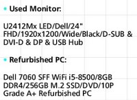 PC Set Dell 7060/i5-8500/8GB DDR4/256GB SSD/Wifi/WIN10PRO with MONITOR DELL24 VGA DVI-D DISP