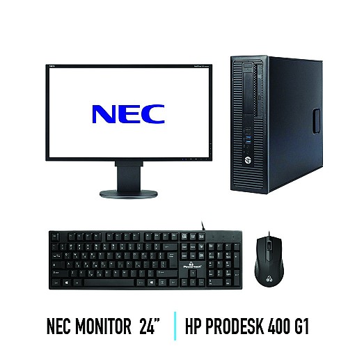 Hp ProDesk 400 G1 Intel G3220/8GB/256GB SSD & NEC monitor 24″ & SET Keyboard-Mouse