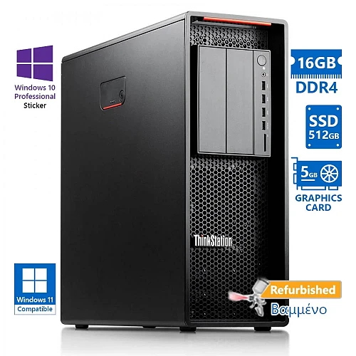 Lenovo ThinkStation P520 Tower Xeon W-2125(4-Cores)/16GB DDR4/512GB SSD/Nvidia 5GB/No ODD/10P