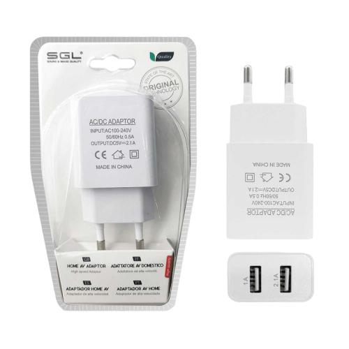 Αντάπτορας φόρτισης πρίζας με 2 θύρες USB – S2