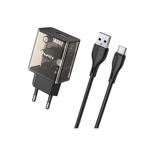 Αντάπτορας φόρτισης με καλώδιο TypeC – C9T – Fast Charge – 2.4A – AWEI