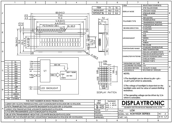 LCD DISPLAY MC 1602 2x16 ΧΑΡΑΚΤΗΡΩΝ