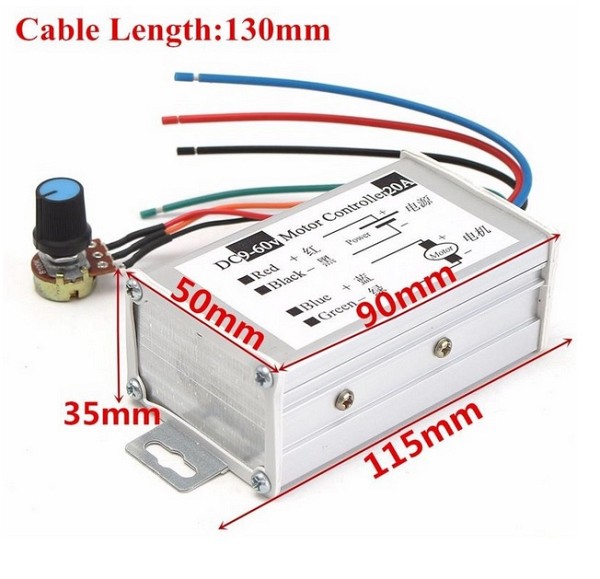 20Α PWM DC MOTOR SPEED REGULATOR 9V 12V 24V 36V 48