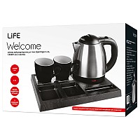 Δίσκος καλωσορίσματος LIFE Welcome με inox βραστήρα 1.2L, max. 1360W και 2 κούπες