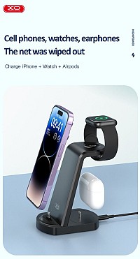 WX035 3-in-1 Multi-function Wireless Charging Black
