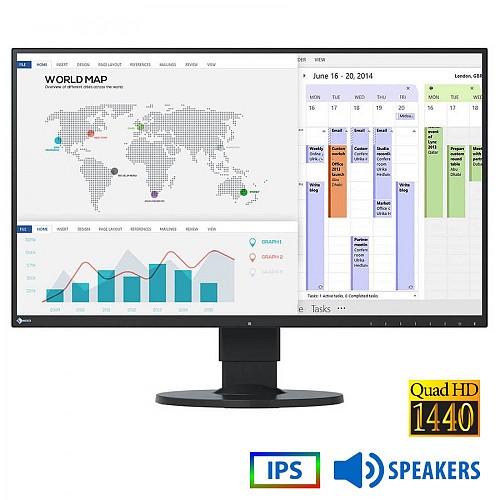 Used Monitor FlexScan EV2750 IPS LED/Eizo/27"QHD/2560x1440/Wide/Black/w/Speakers/DVI-D & DP & USB U
