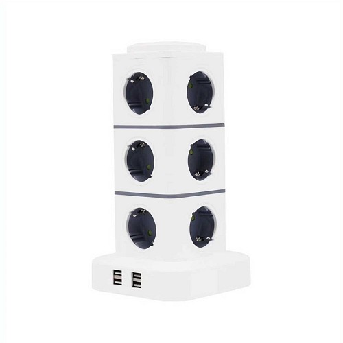 Κάθετο πολύπριζο 12 θέσεων – Σούκο – 4USB – 3m – RC-G12P