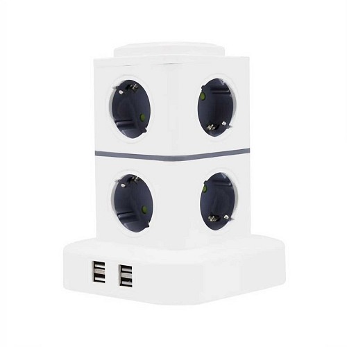 Κάθετο πολύπριζο 8 θέσεων – Σούκο – 4USB – 3m – RC-G8P