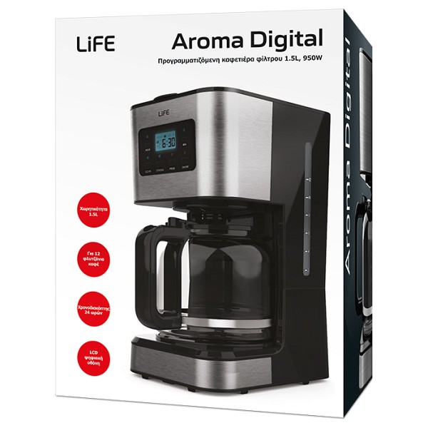 Προγραμματιζόμενη καφετιέρα φίλτρου 1.5L 950W LIFE Aroma Digital