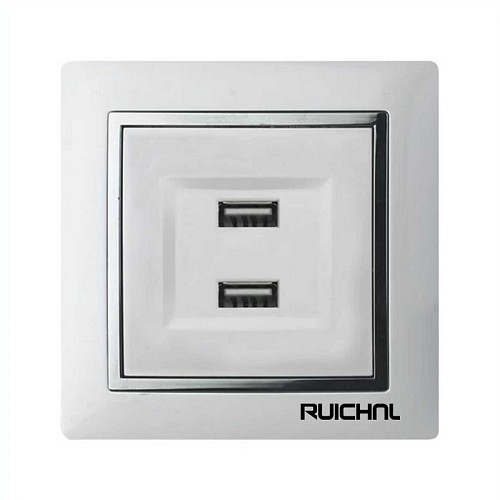 Πρίζα τοίχου με 2 θύρες USB – Χωνευτή – RC3633