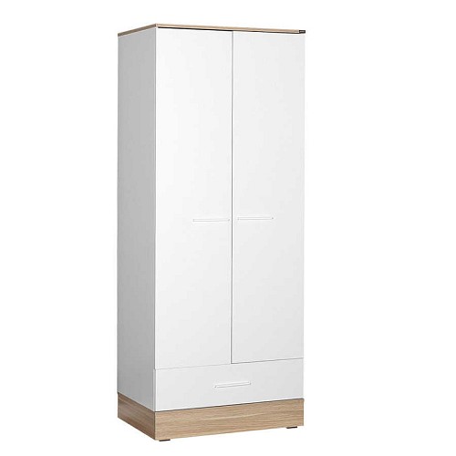 Ντουλάπα δίφυλλη ξύλινη 80x52x198cm με 2 πόρτες 2 ράφια 1 ράγα 1 συρτάρι Oak/White
