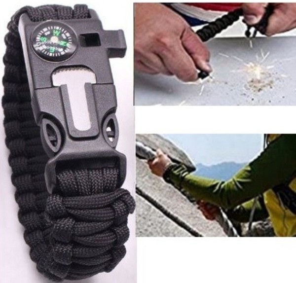 Paracord βραχιόλι επιβίωσης μαύρο