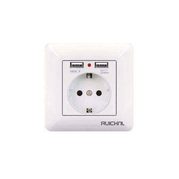 Πρίζα με 2 θύρες USB – Χωνευτή – 16A