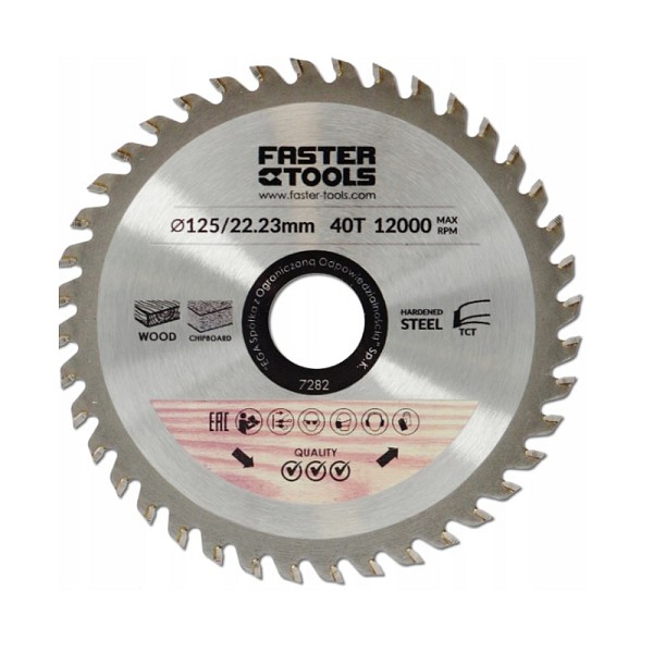 Δίσκος κοπής ξύλου για γωνιακό τροχό 125X22,4mm Faster