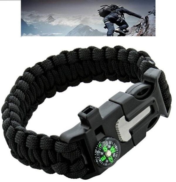 Paracord βραχιόλι επιβίωσης μαύρο