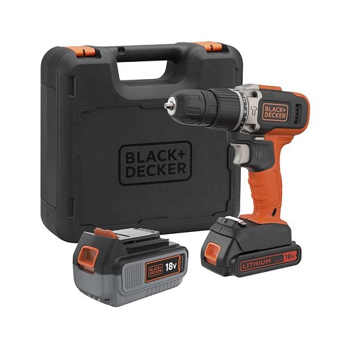 Black and Decker - BCD003MEM2K Κρουστικό Δραπανοκατσάβιδο 2Ταχ 18V Li-Ion (1x2Ah) και (1x4Ah)
